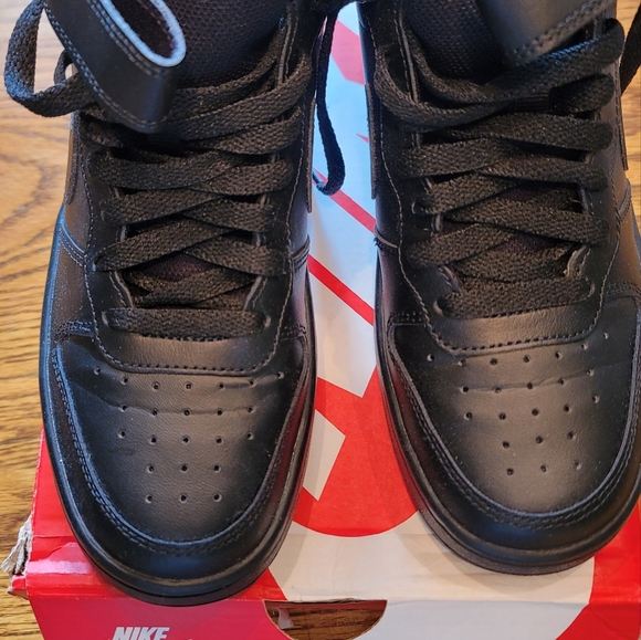 Nike Shoes - Nike Court Black Genuine Leather Borough High Top Sneakers Kicks Gym Shoes 6/8